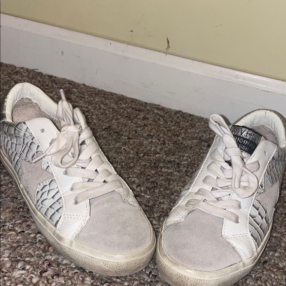 Womens Vintage Havana Croc Embossed Superstar Leather Shoes - Picture 3 of 9